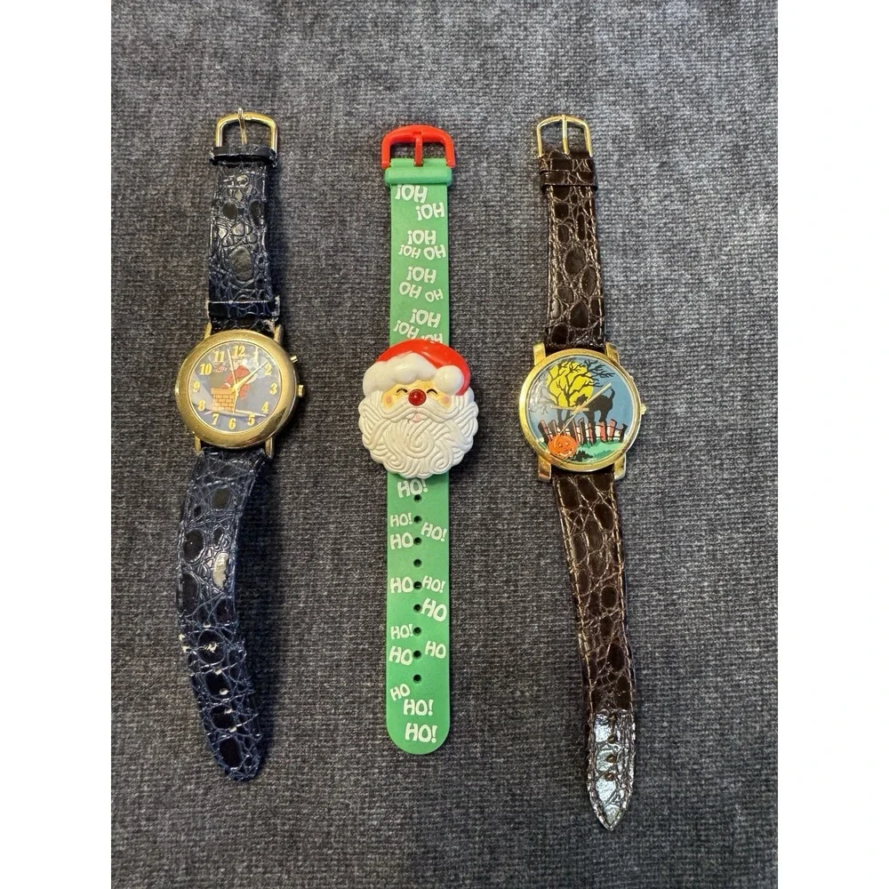Holiday Halloween Christmas Analog Quartz Wrist Watch Avon Music Santa Lot *Read
